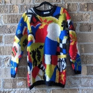 1980's Glitz & Glam Geometric Mohair Long Line Sweater